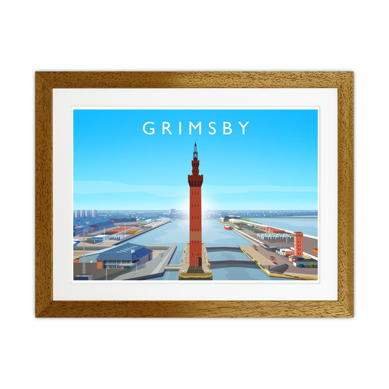 Grimsby by Richard O'Neill - Print, Brown Framed, 33.5cm H x 43.5cm W x 3cm D