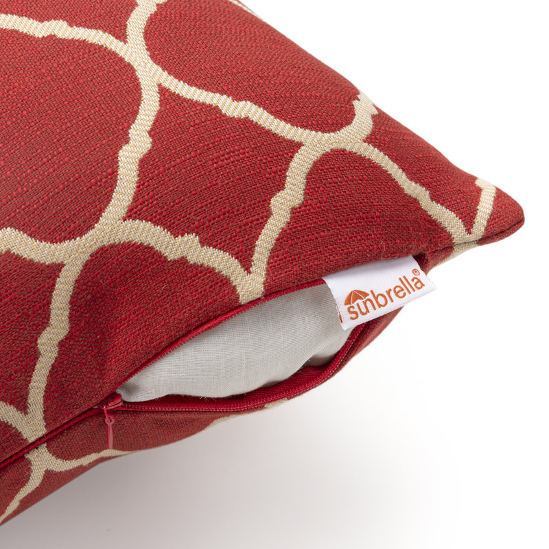 Housse de coussin intérieur / extérieur Sunbrella, Rouge / Beige