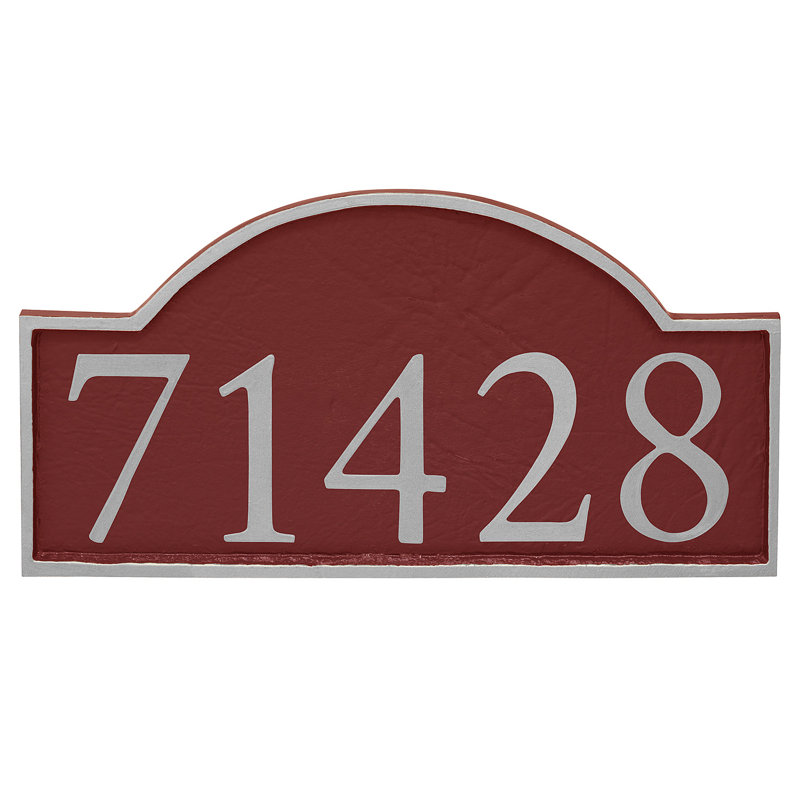 Plaque d'adresse murale 1 ligne Soft Serif, Argent, Rouge