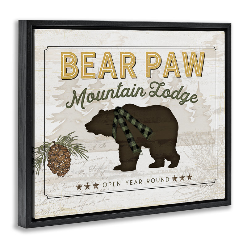 «Bear Paw Mountain Lodge Floater», art mural par Jennifer Pugh, H 17 po x l 21 po, Cadre flottant noir de jais