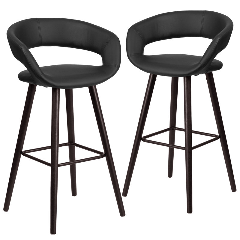 Tabouret de bar et de comptoir Palafox, Noir, Tabouret de bar (hauteur d'assise de 29,5 po)