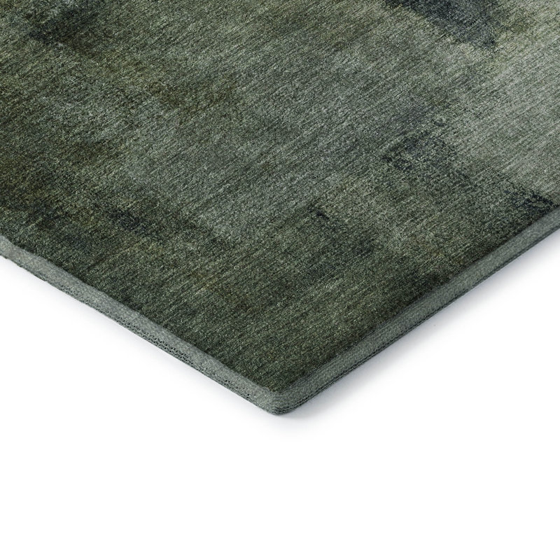Premium Machine Washable Prisco Green Rug, Rectangle 8' x 10'
