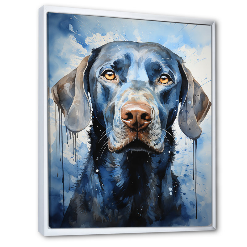 «Dog Weimaraner Majestic Portrait» sur toile, Cadre flottant blanc, H 32 po x l 16 po x P 1 po