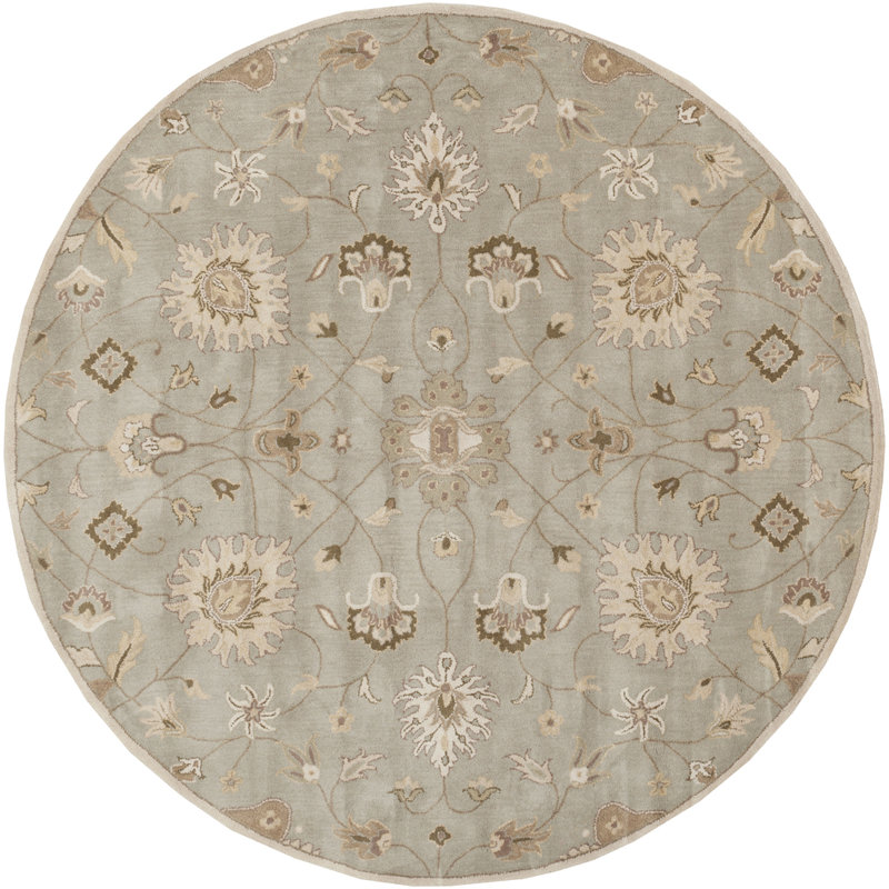 Tapis beige en laine touffeté à la main BuckHill, Rond 8 pi