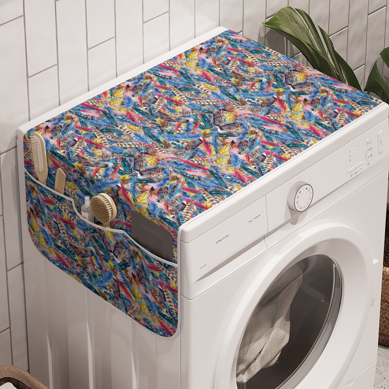 East Urban Home Feather Pattern Washing Machine Organizer Pack of 2 47" x 18.5" Dark Lavender Multicolor