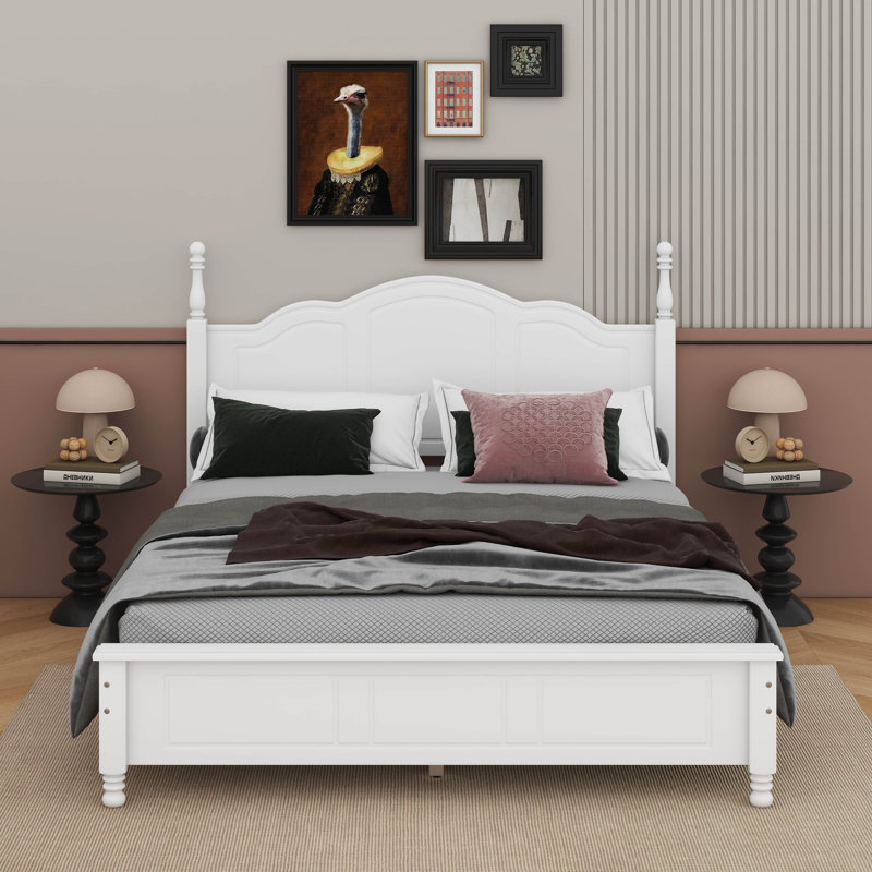 Lit plateforme Carmena, Double, Blanc