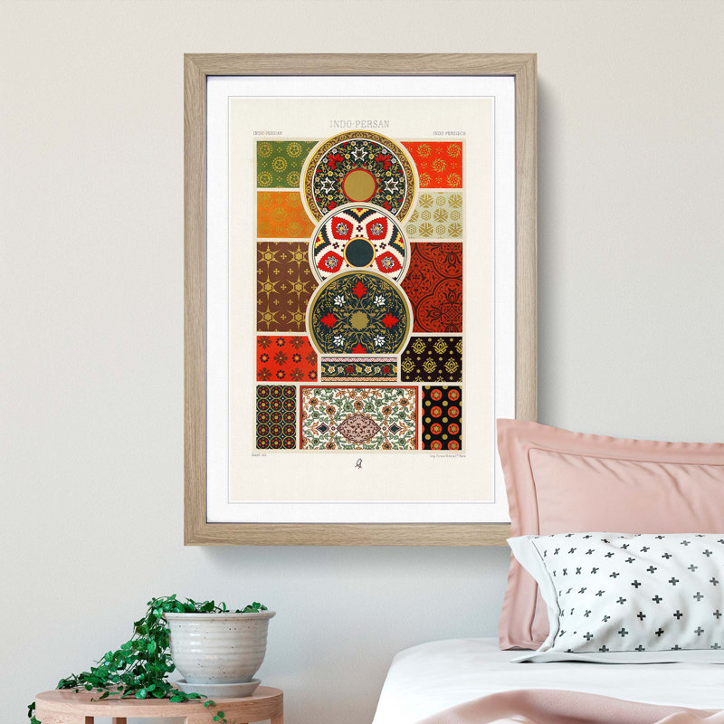 Indo-Persian Themed Patterns by Albert Racinet - Framed Print, Oak, 76cm H x 50cm W x 2cm D