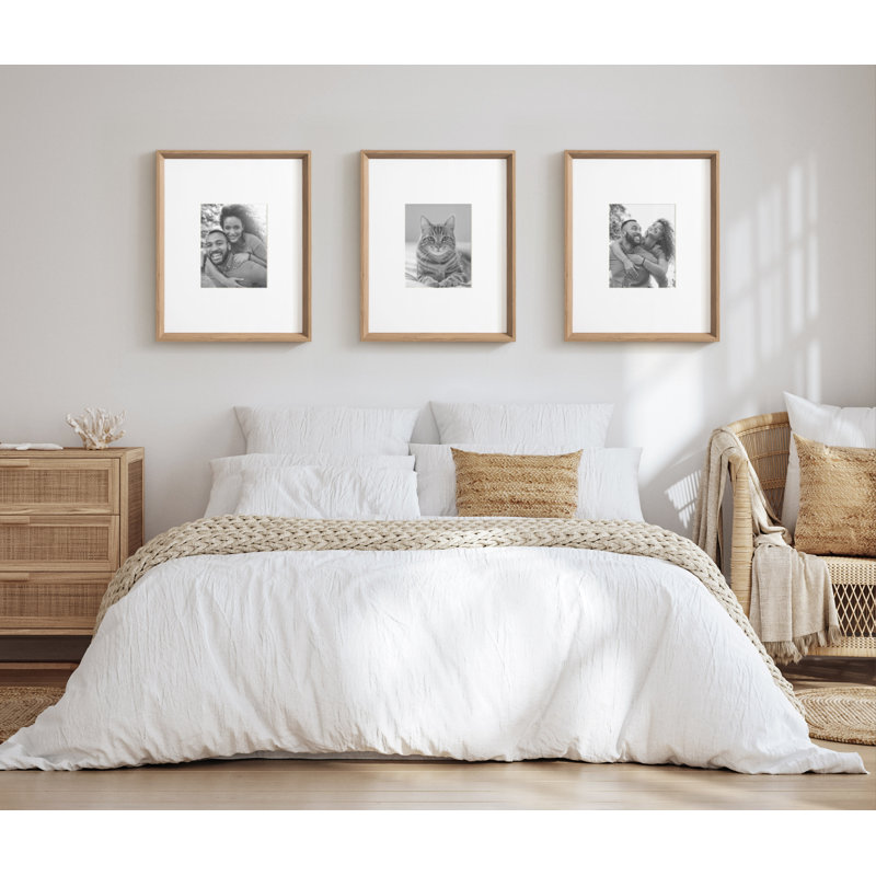 Baislee Matte Picture Frame - Set of 3 with Mat, Brown