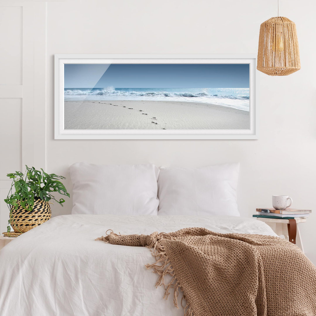 Bild mit Rahmen - Spuren im Sand - Panorama-Landschaft - B