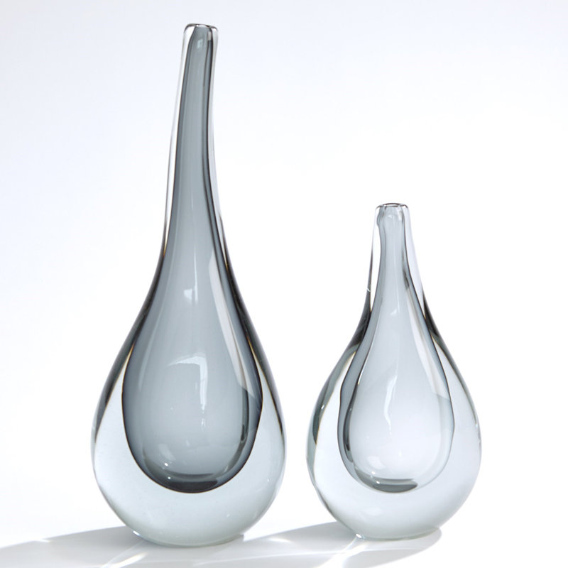 Handmade Glass Table Vase, 16.5" H x 6.75" W x 4" D