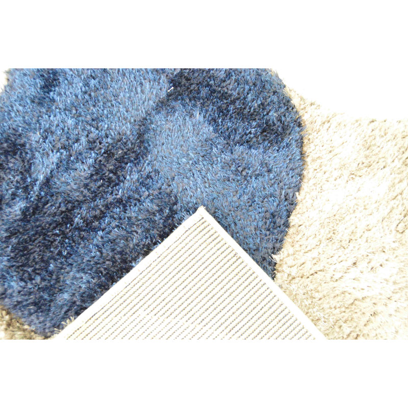 Modern Arriola Shag Abstract Geometric Rug For Living Room Bedroom, Round 6'6"