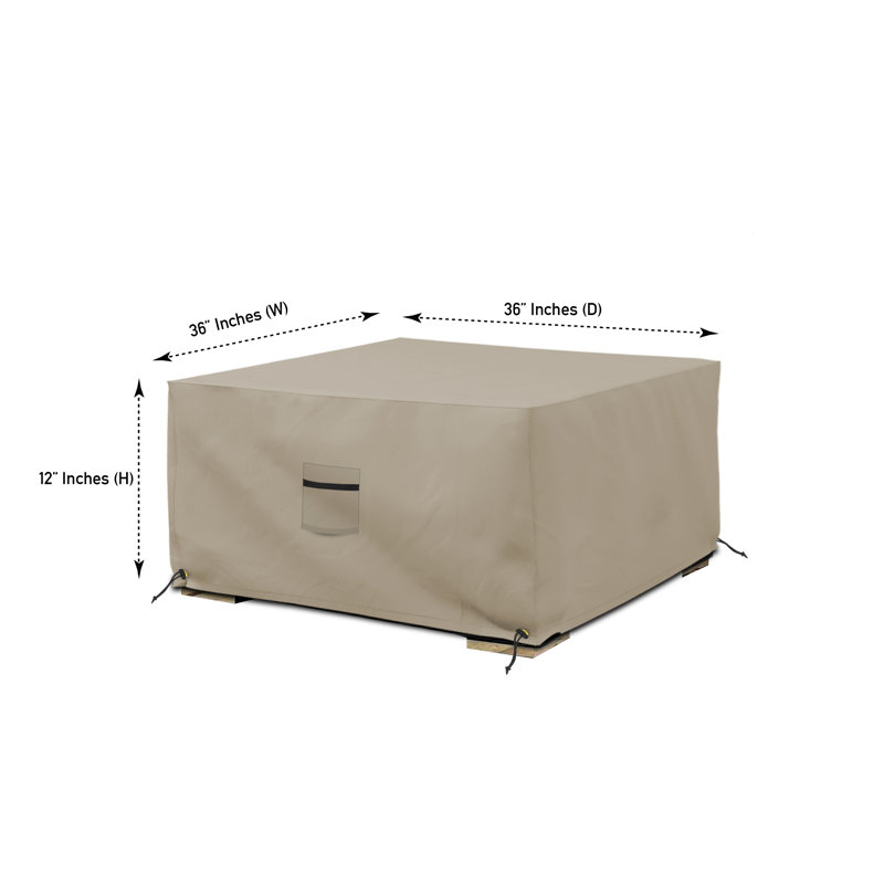 Beige Heavy Duty Waterproof Outdoor Ottoman Cover, 36" Square
