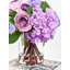 Arrangement floral, renoncule mauve, hortensias, centre de table en soie artificielle