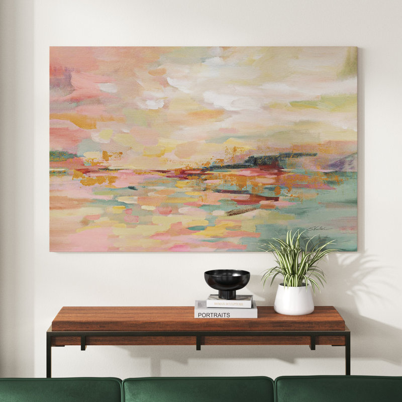 " Pink Waves ", Wrapped Canvas, 40" H x 60" W, No Frame