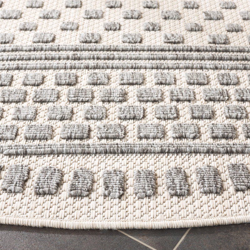 Tapis d'intérieur / extérieur à motif géométrique Milos Performance, Rond 6 pi 7 po