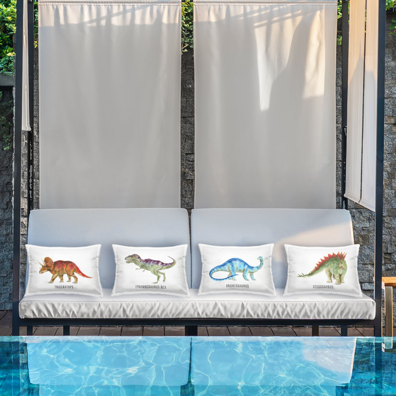 Stupell Industries Educational Dinosaur Types Design by Brett Blumenthal Outdoor Printed Pillow (Set of 4)