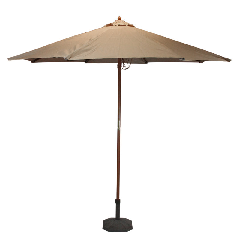 Parasol de marché d'extérieur 9 pi Rasco, Beige taupe / bois de merisier