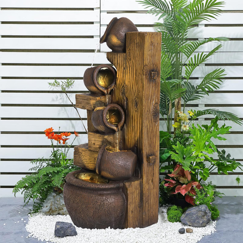 Coriah 39.3''H Indoor / Outdoor Weather Resistant Fountain with Light