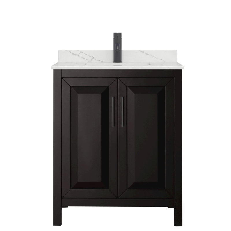 Daria 30'' W Vanity, Matte Black, Brown, White Quartz