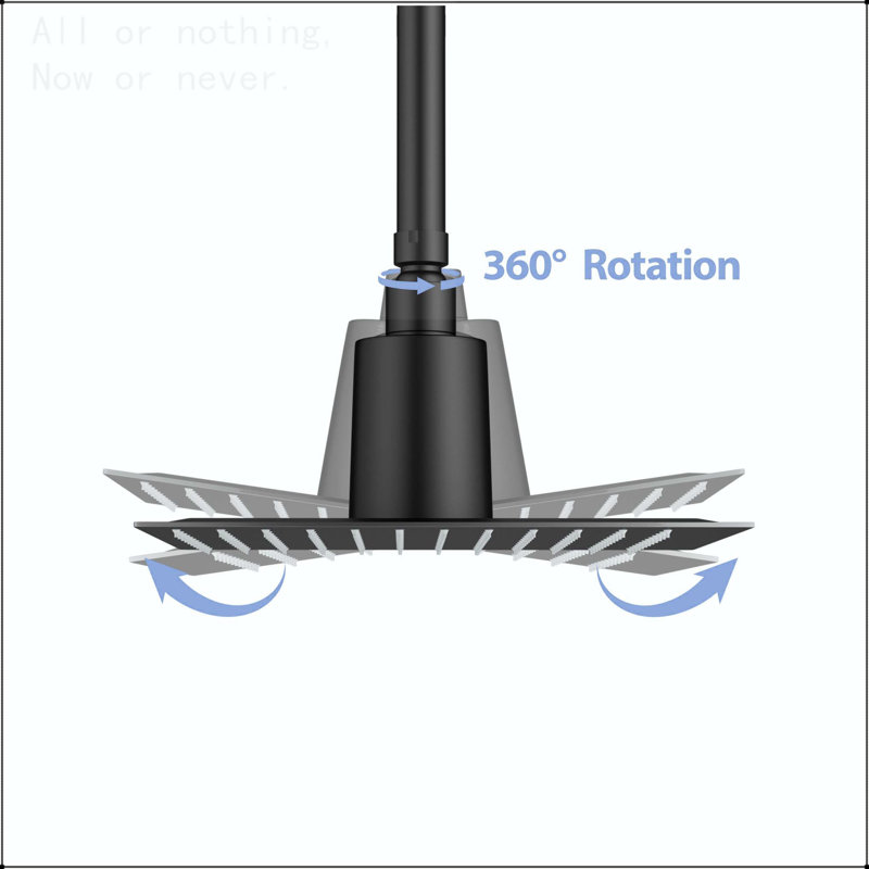 8" Square Rain Shower Head, Ultra-Thin Design 304 Stainless Steel Ceiling Shower Head, Wall/Ceiling Mounted, Black