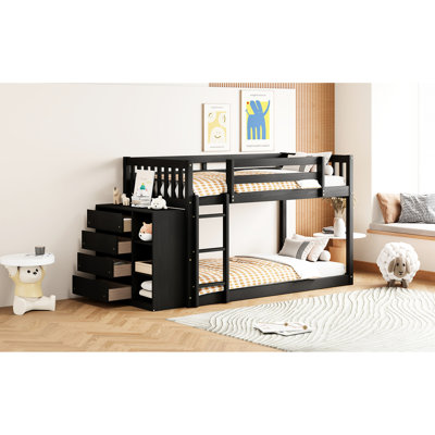Twin Over Bunk Bed In With Practical 4 Drawers And 3 Shelves For Home & Stylish