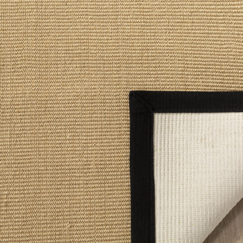 Natural Fiber Retia Border Area Rug In Beige & Black, Rectangle 152 x 244 cm