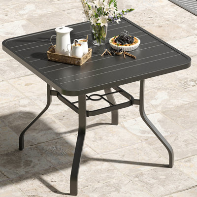 Table de salle à manger de patio, table de salle à manger d'extérieur carrée avec trou pour parasol 1,57 po