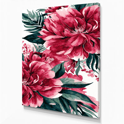 Aquarelle, art floral sur toile rose 32