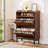 Brulee Modern Style 20 Pairs Tipping Bucket Shoe Storage Cabinet with 2-Storage Shelve, Fluted Shoe Storage Organizer Unit with 2 Flip Drawers & Hidden Storage For Entryway-1273747959