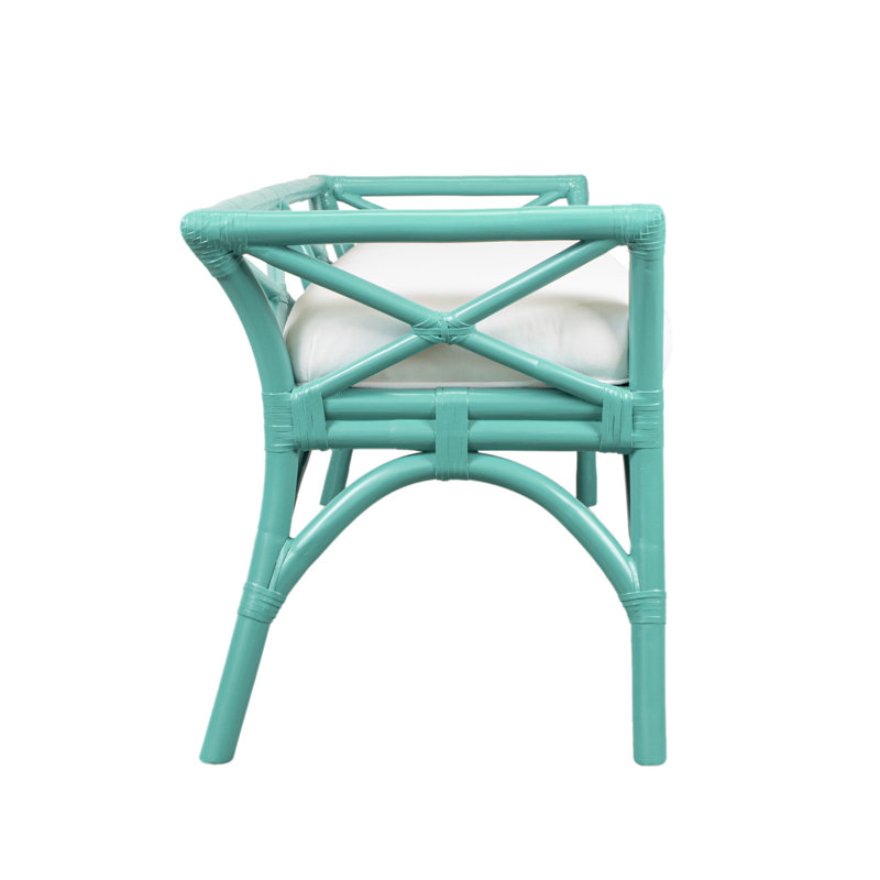 Wicker Bench, Turquoise