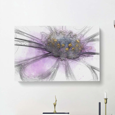 Pollen Of A Purple Gerbera Flower In Abstract - Wrapped Canvas
