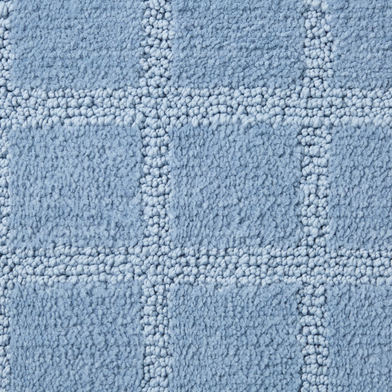 TOWN & COUNTRY EVERYDAY Ultra Plush Solid Tufted Windowpane Machine Washable Bath Mat 20"x32", Bleu