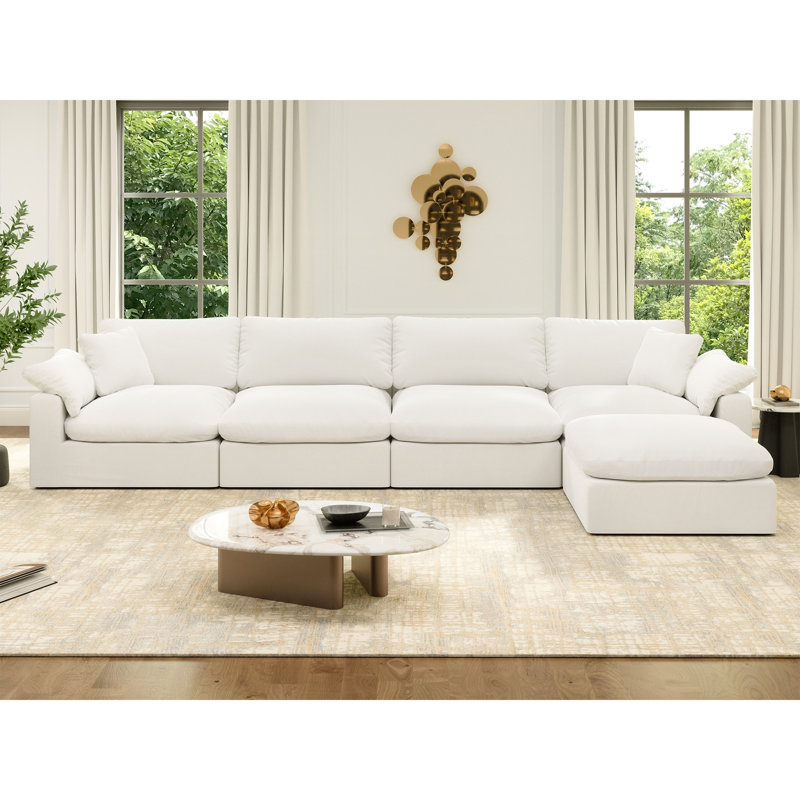 Canapé-lit modulaire Rawls, H 25,2 po x l 143 po x P 71,5 po, Blanc, 5