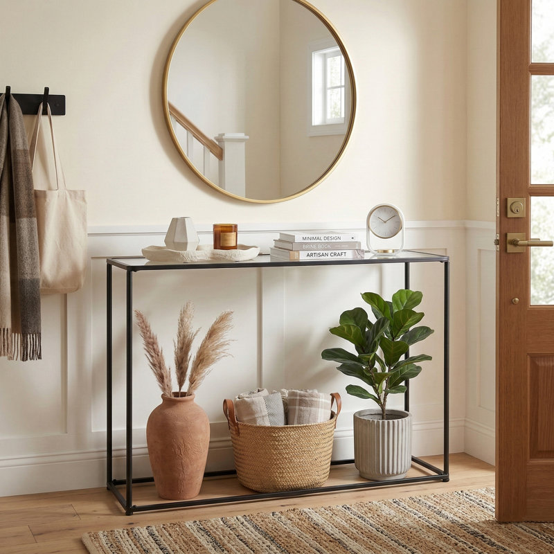 Glass Top Console Table 47"