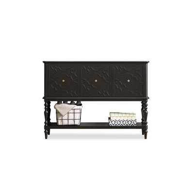 Black Solid Wood Rectangular Console Table