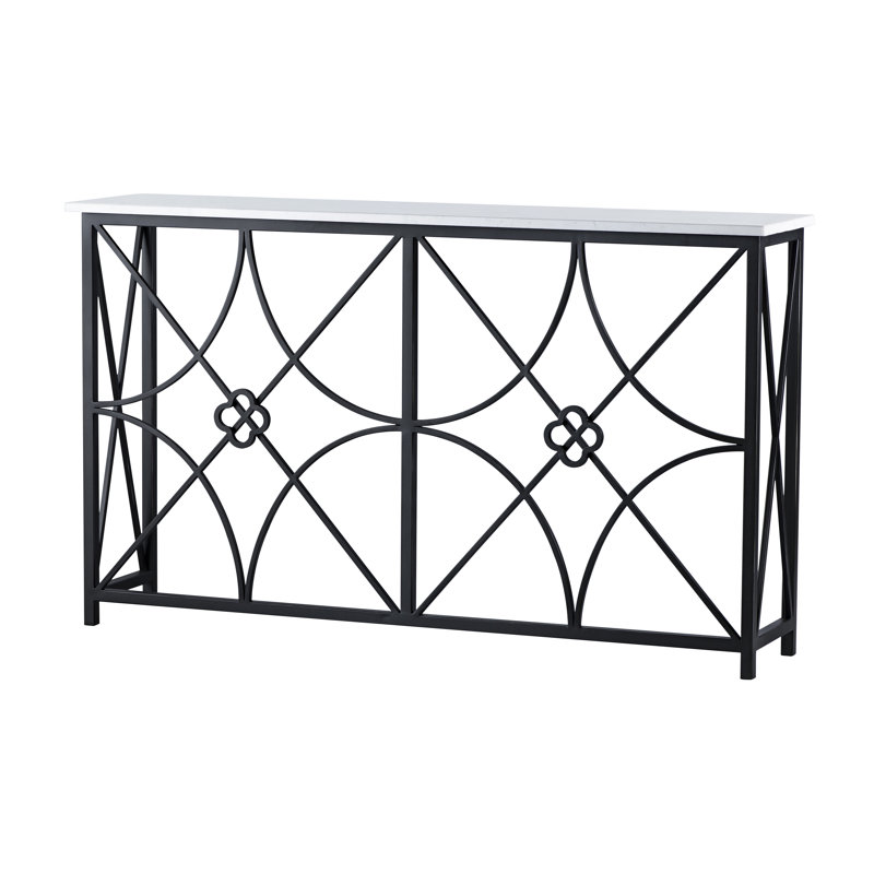 Boxwood's Console (58"W), Flat Black, Carrera Marble