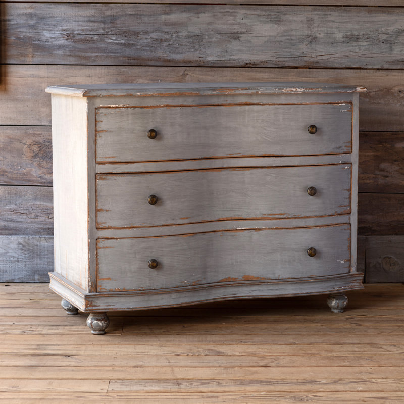 Armoire Bow, Laiton antique, Gris, H 34 po x l 43 po x P 20 po