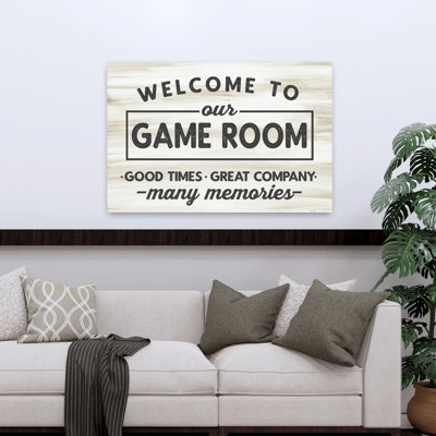 Welcome to Our Game Room 1 Piece Wrapped Canvas Wall Art