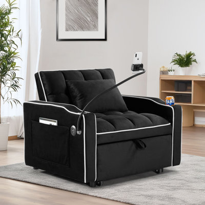 3-in-1 Convertible Pull Out Sleeper Chair Sofa Bed with Multi-Pockets -  Mercer41, 17378F6FB3E746CDA5249AAB46E793BE