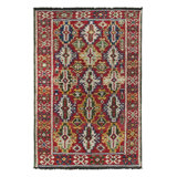 Caucasian Rug In Red, Green And White Geometric Pattern By Rug & Kilim