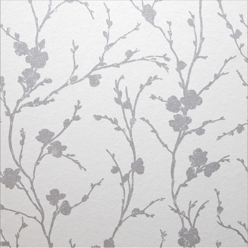Meiying Floral Metallic Wallpaper Roll, Chalk