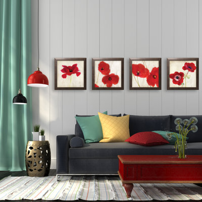 Beautiful Bright Red California Poppies by Amy Melious - 4 Piece Single Picture Frame Graphic Art