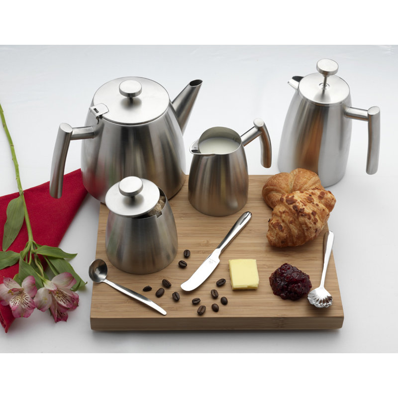Café Olé Stal Belmont Double Walled Cafetiere Coffee Maker, Sliver, 1.2L