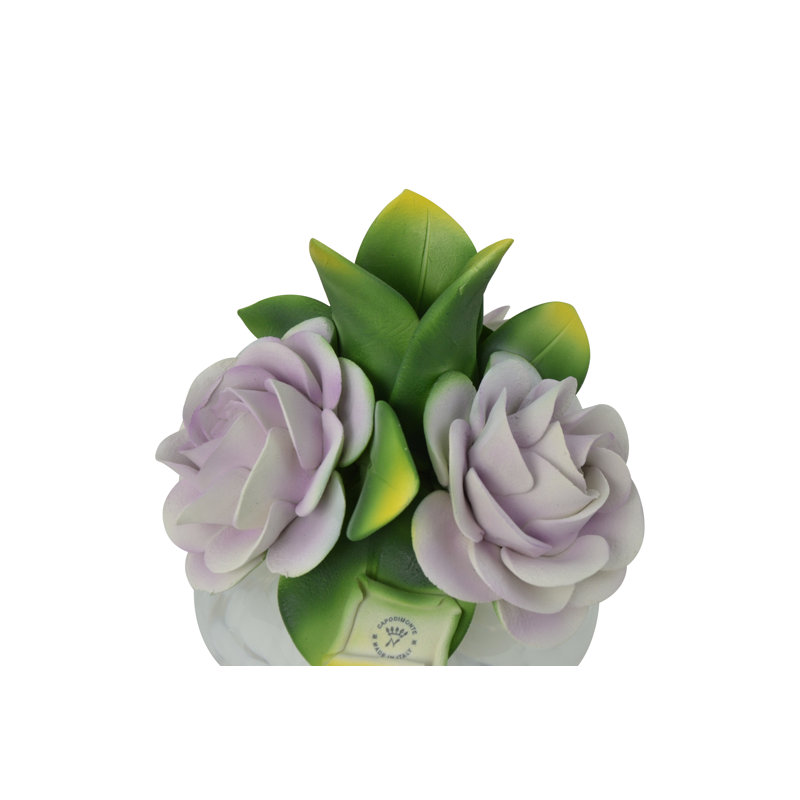 Diffuseur d'huile de porcelaine 8 "avec roses Capodimonte, Mauve
