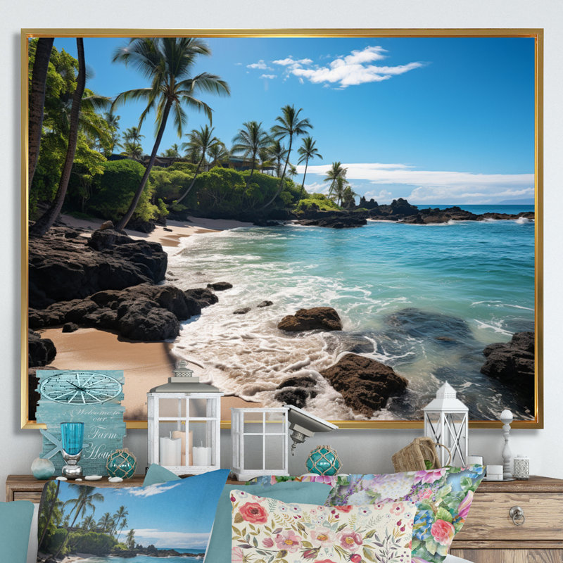 Maui Tropical Dreamscape II - Maui, impression sur toile encadrée, Cadre flottant doré, H 30 po x l 40 po x P 1,5 po