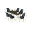 Ensemble de table et chaises de salle à manger moderne 7 pièces, marbre noir et chrome, 66,1 x 29,9 x 35,4 pouces | Panneau 100% laqué avec pieds en métal | 6 chaises avec tissu Babyface, 18,5 po x 35,8 po x 16,5 po | Design élégant et glamour-1401888964-1398375263-1398375262