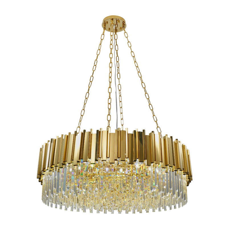 Modern Crystal Chandelier Ceiling Light Fixture for Living Room and Bedroom, Chic Design Lamp, Gold, 18