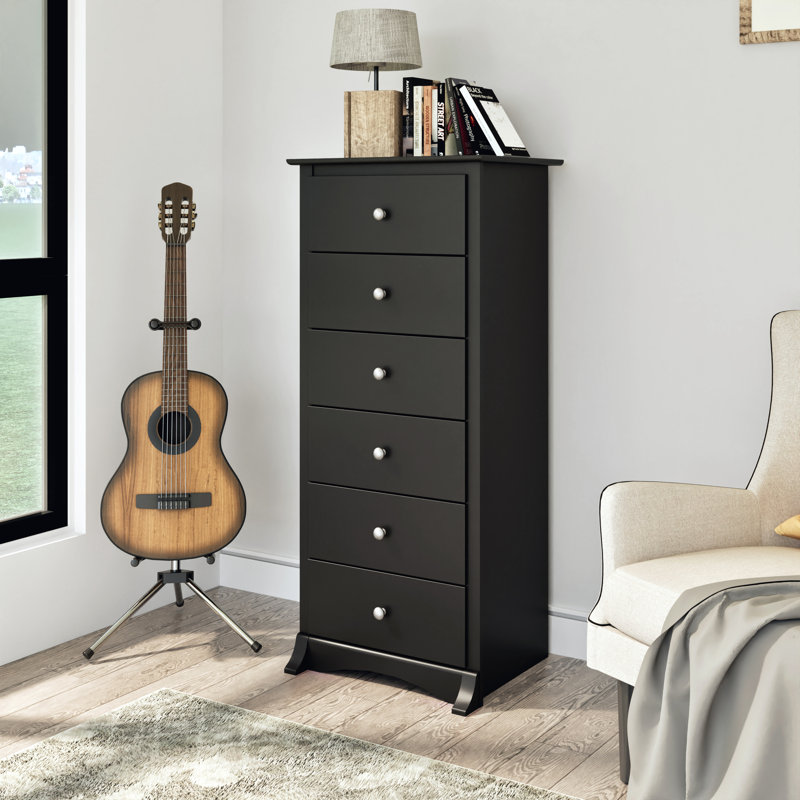 Wahhaj 52.75" Tall 6-Drawer Dresser, Chest of Drawers, Storage for Bedroom, Living Room, Office, 19"D x 23.25"W x 52.75"H, Black