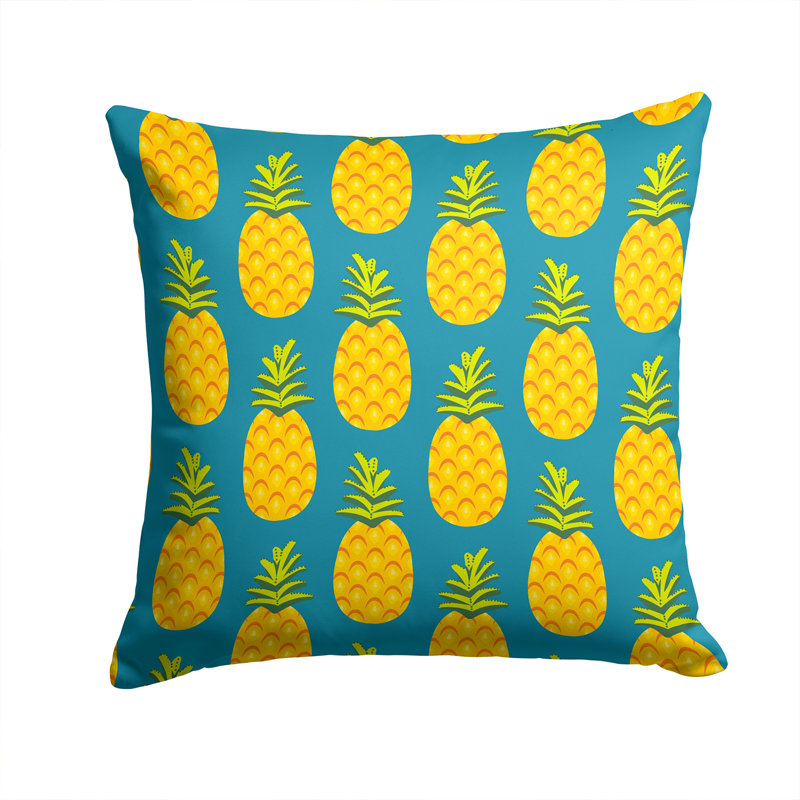Coussin intérieur/extérieur d’ananas, Vert / Jaune, 14 po x 14 po