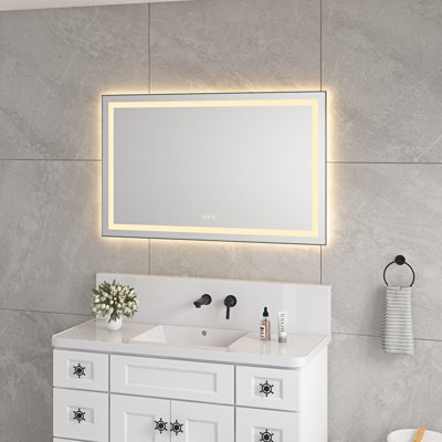 LED Bathroom Mirror with Front-lit, 3 Colors Temperature & Dimmable Light